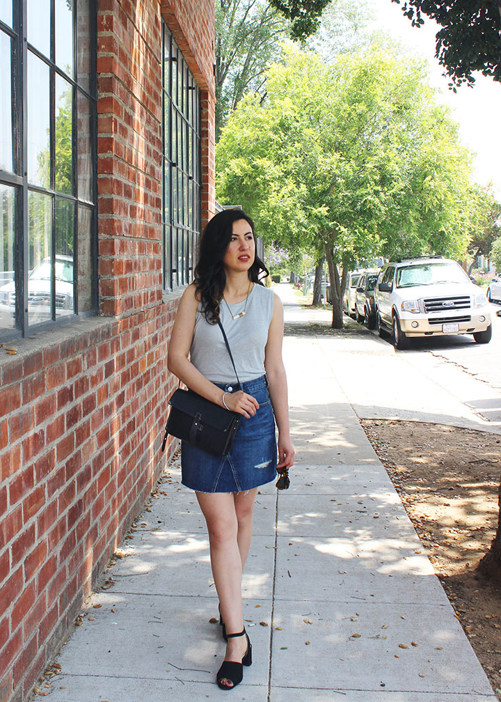 everlane denim skirt